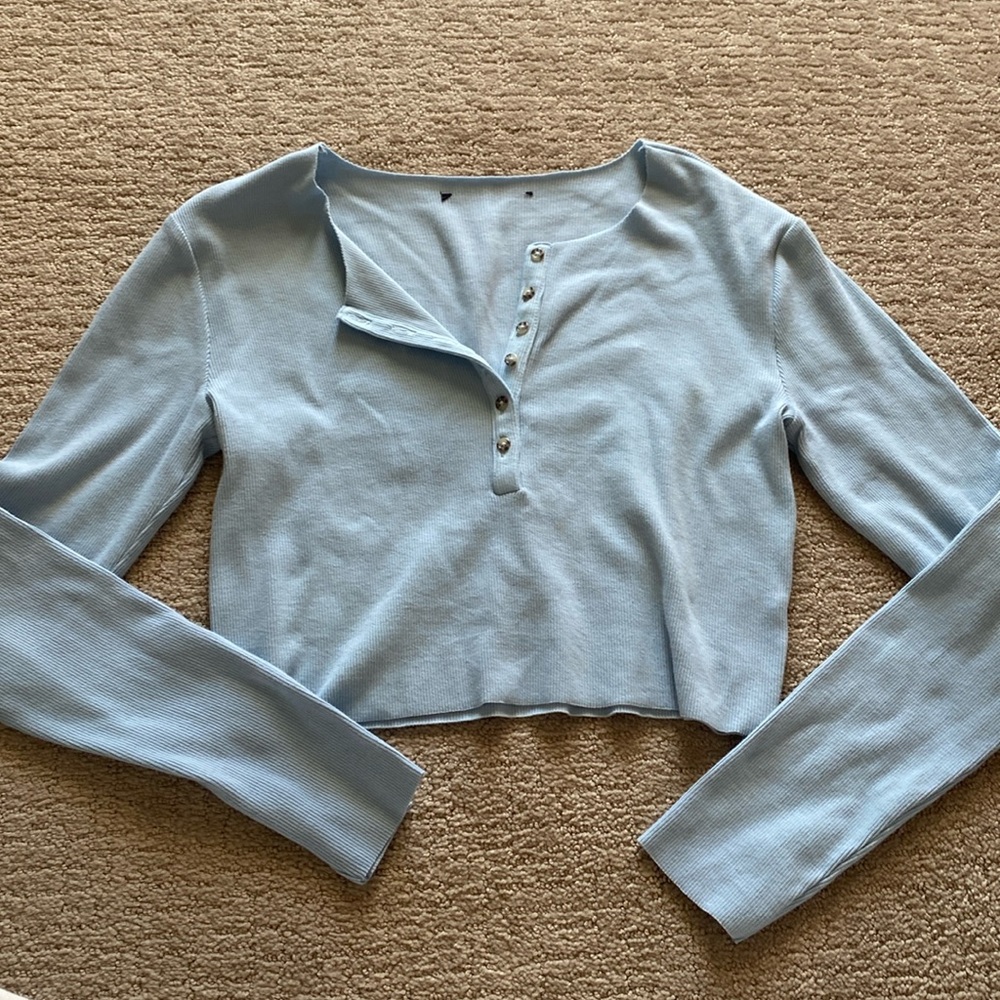 Blue Cropped Long Sleeve